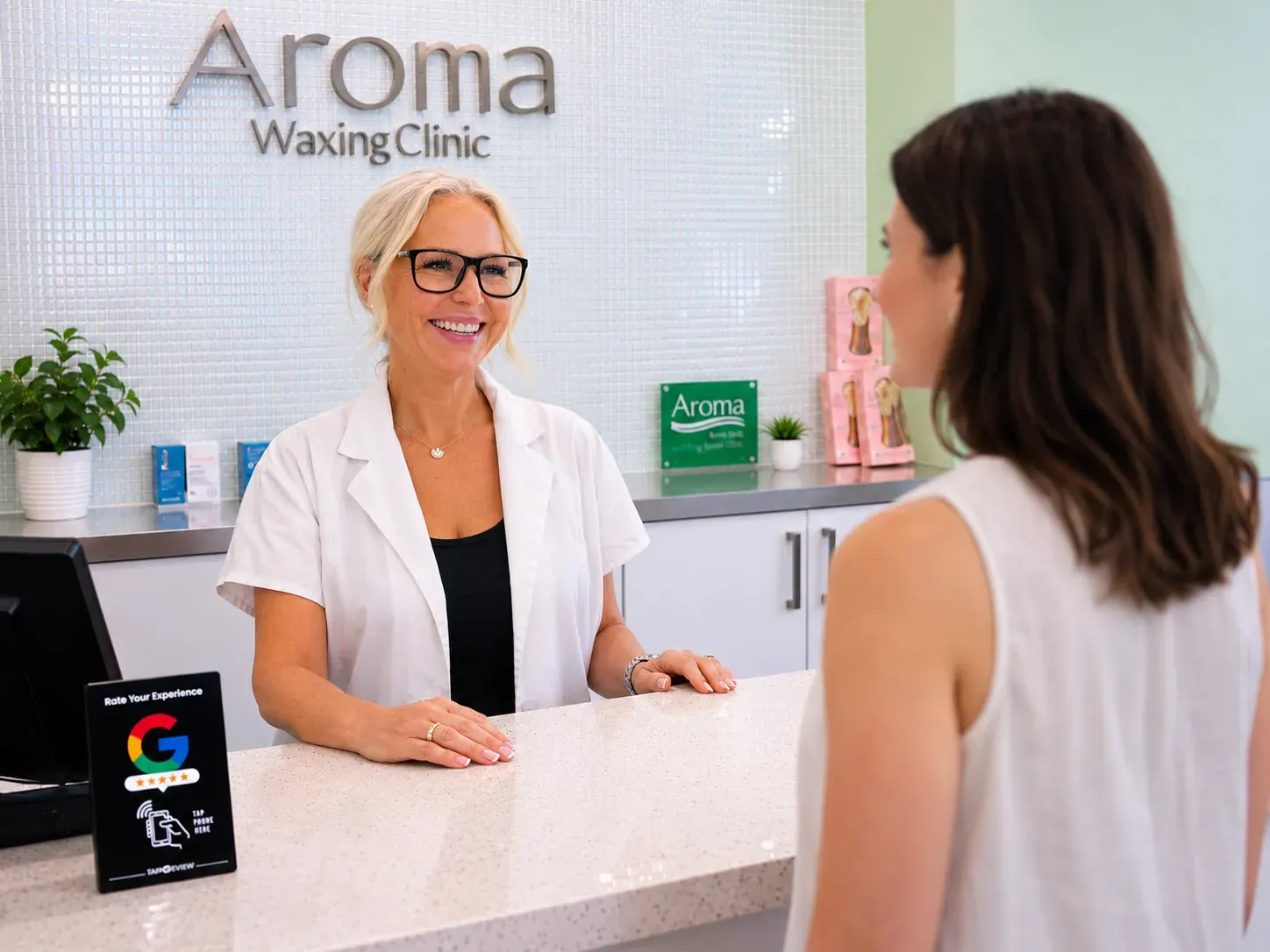 Laser hair removal consultation at Aroma Waxing & Laser Clinic in Toronto