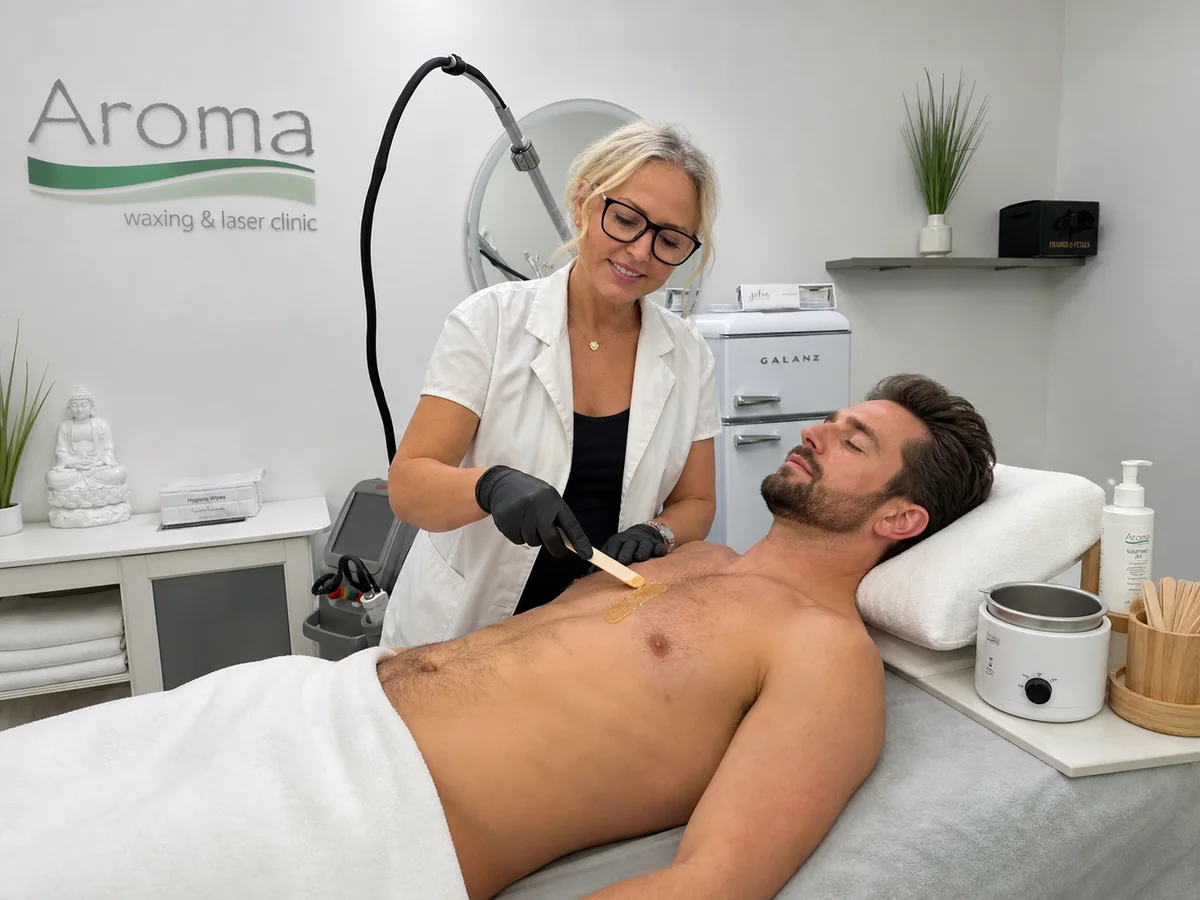 Chest and stomach waxing treatment at Aroma