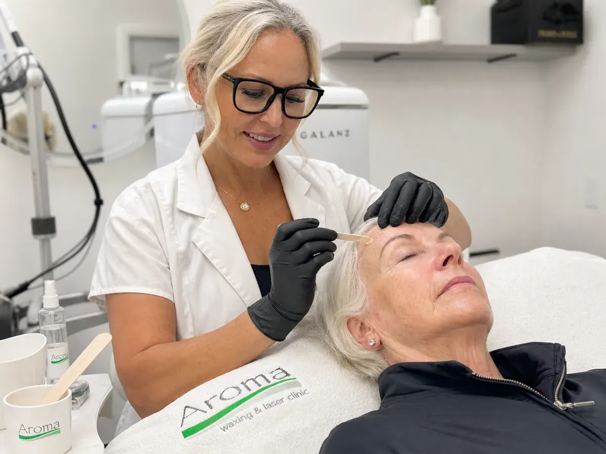 Eyebrow waxing and brow shaping treatment at Aroma Waxing and Laser Clinic Toronto