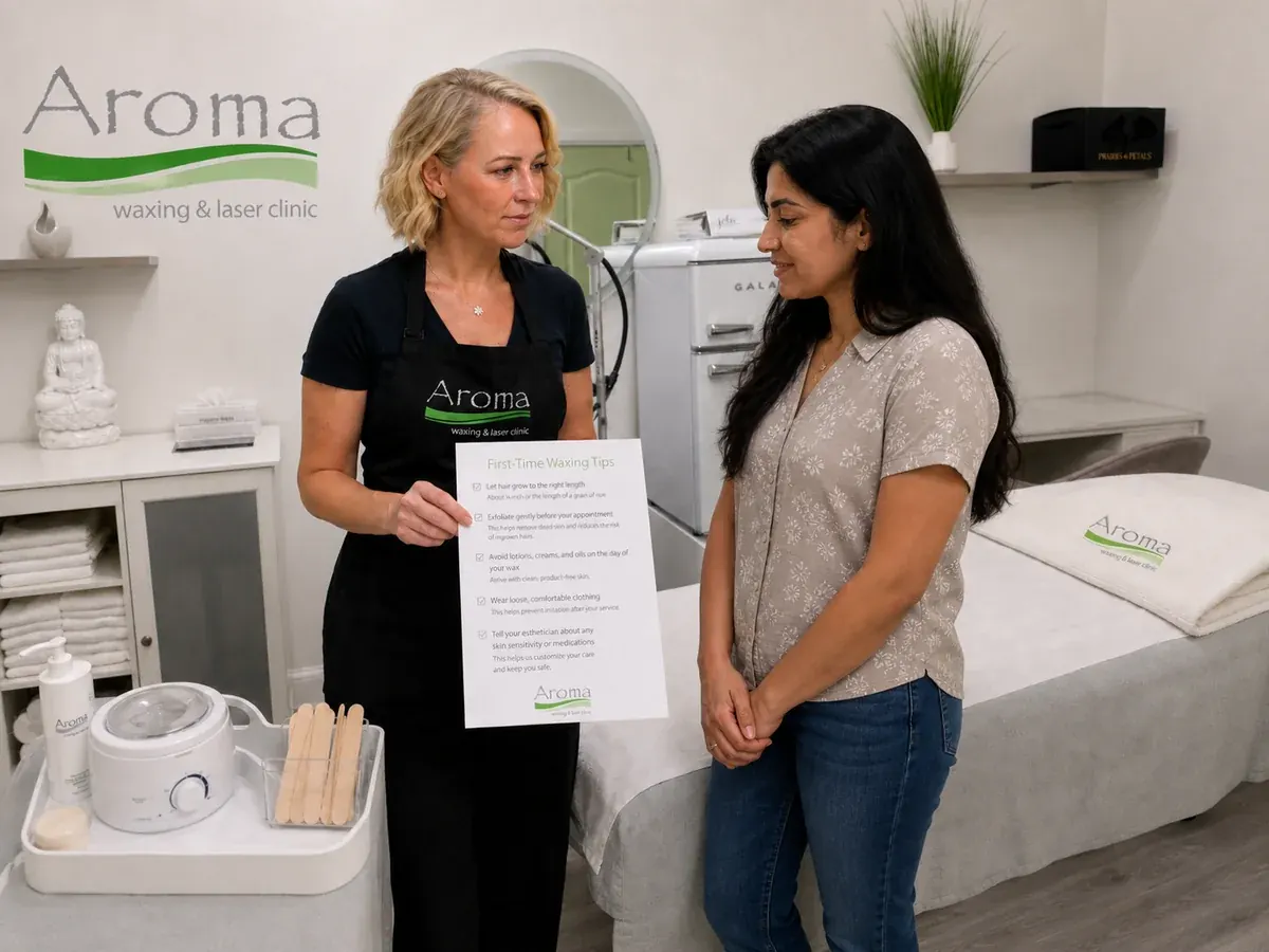 First time waxing consultation at Aroma Waxing and Laser Clinic Toronto