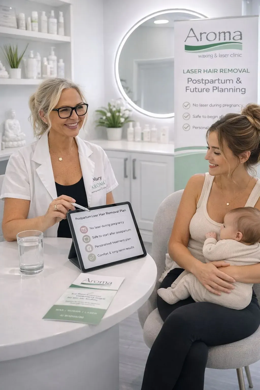 Pregnancy and postpartum laser timing guide at Aroma Toronto