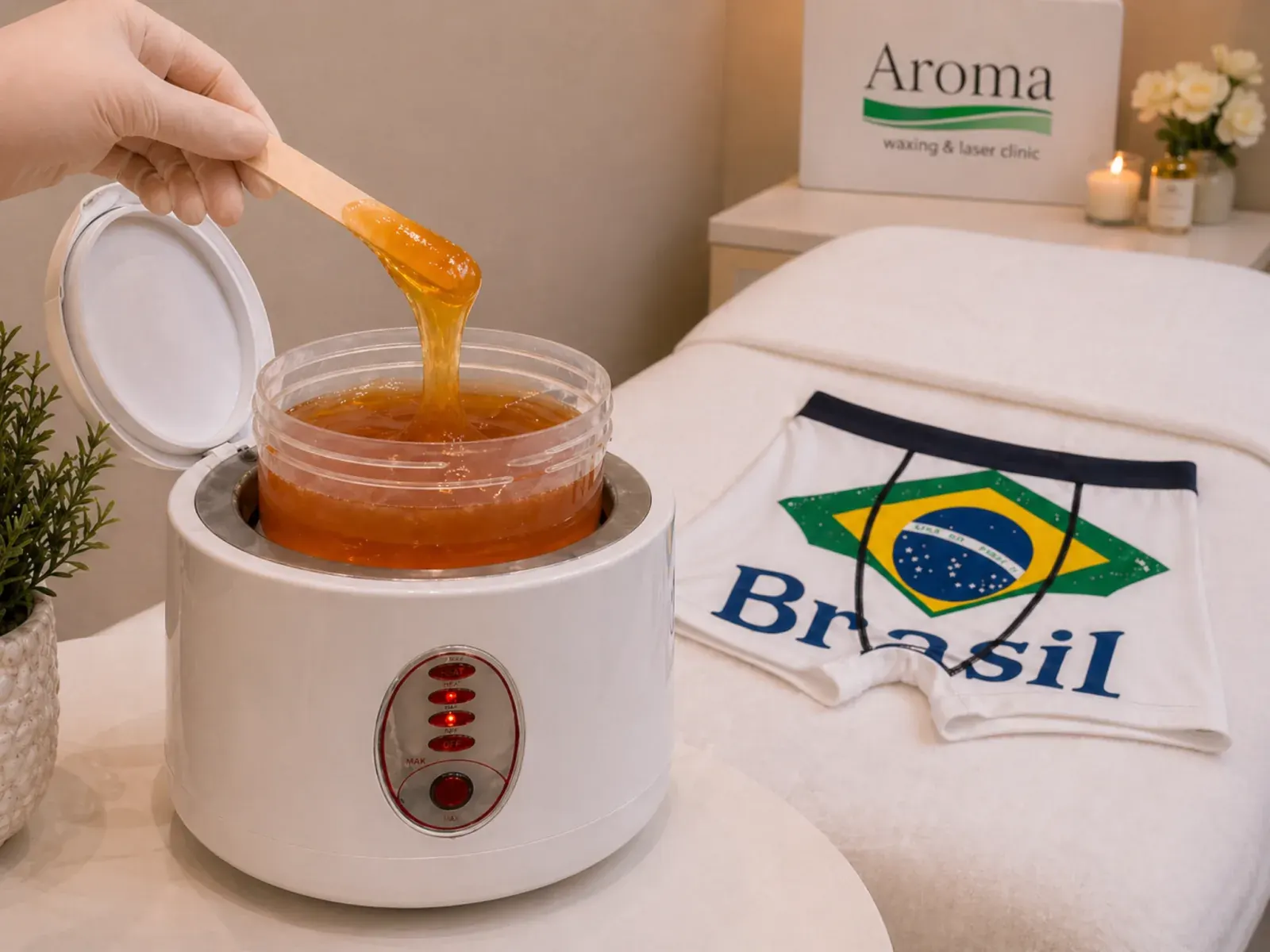 Professional men’s sugaring appointment at Aroma