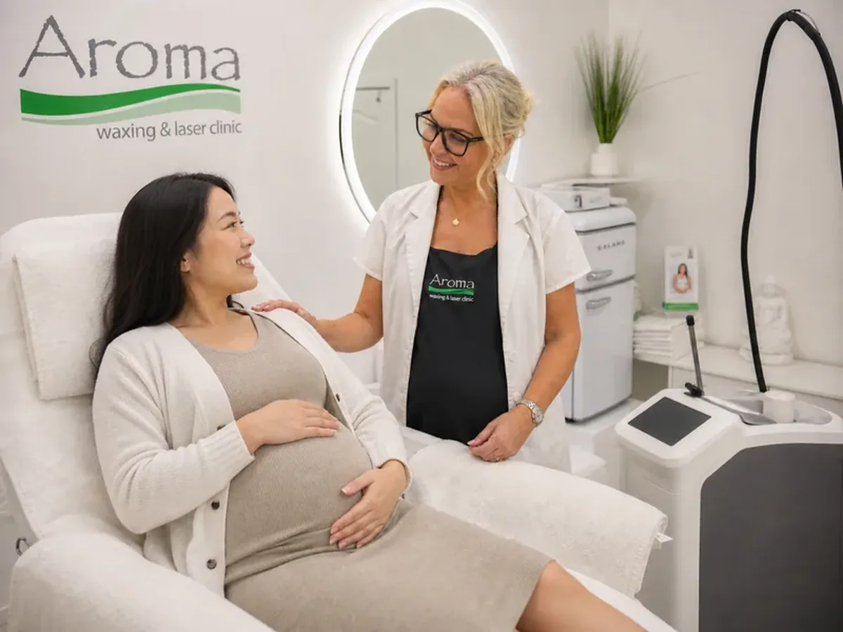 Pregnancy waxing and sugaring consultation at Aroma Waxing and Laser Clinic Toronto