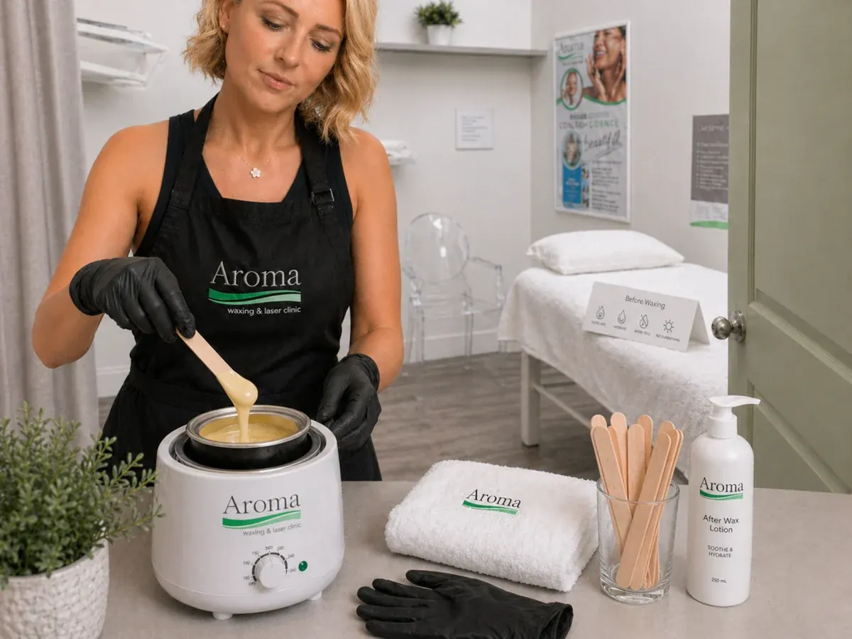 Waxing preparation guide visual at Aroma Waxing & Laser Clinic in Toronto